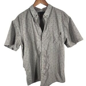 Molokai Surf Co. Gray Geometric Print Button Down Short Sleeve‎ Shirt Size XXL